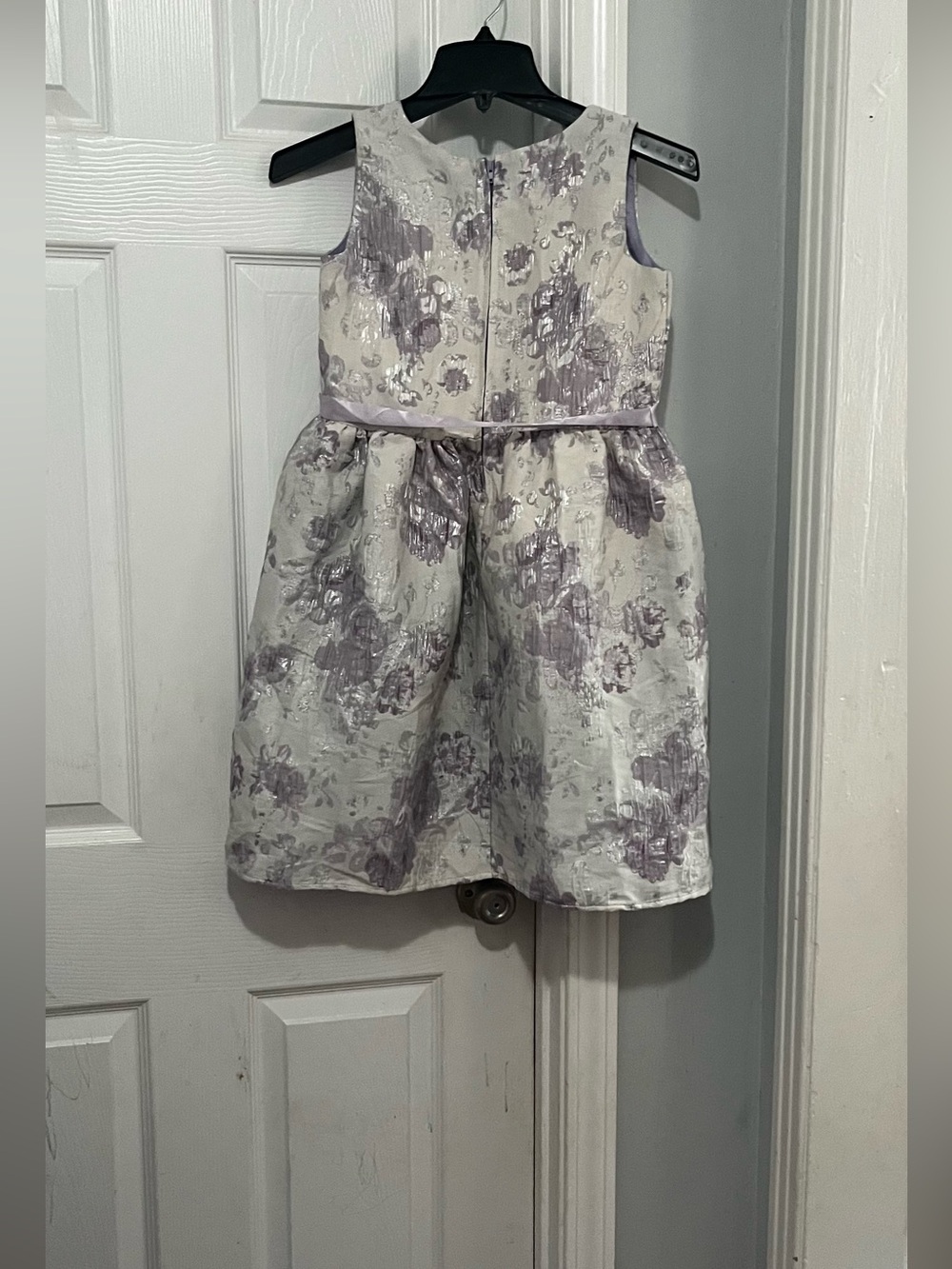 Floral Purple and Cream Kids Dress